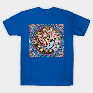 retro tattoo bird flys by LowEndGraphics T-Shirt